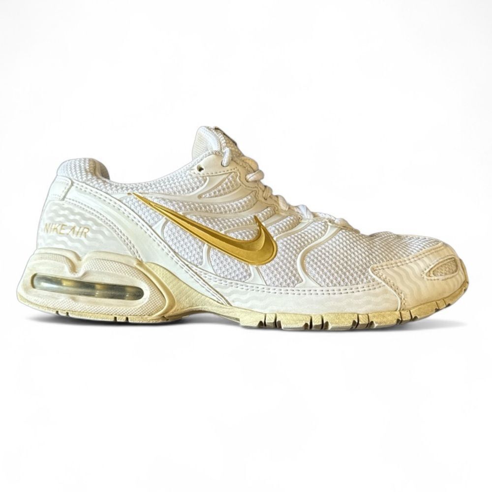 Nike Women's White and Gold Mesh Sneakers